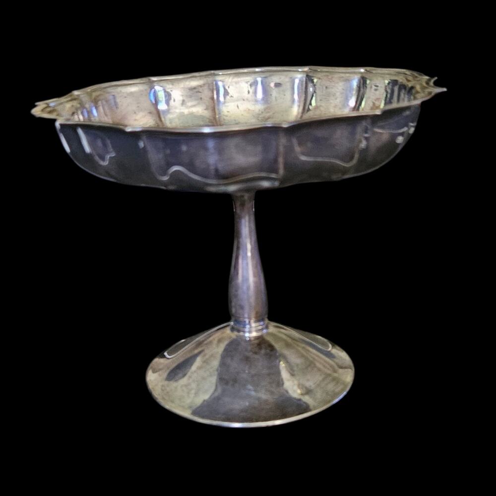 Vintage Chippendale Silverplate Pedestal Candy Dish Compote Bowl